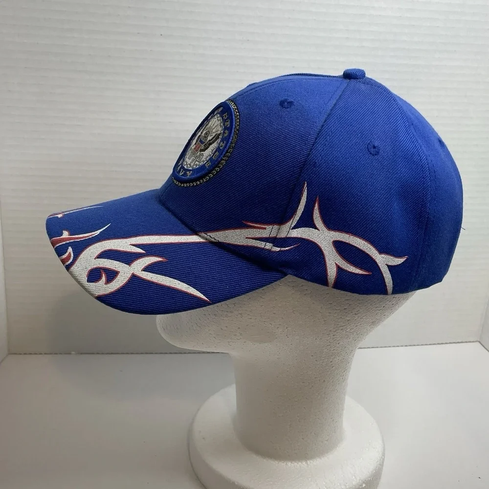 United States Navy Hat Cap Blue With Red Flames Fire Eagle Emblem Adjustable